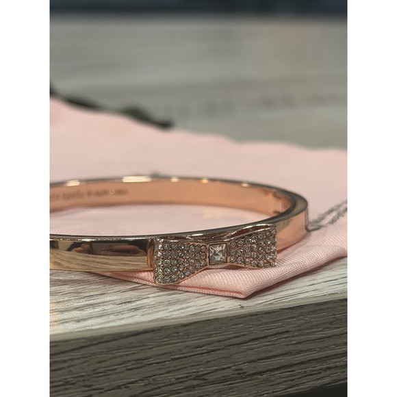 Kate Spade New York Ready Set Bow Bangle Bracelet Rose Gold - W/ Dustbag - Picture 7 of 10